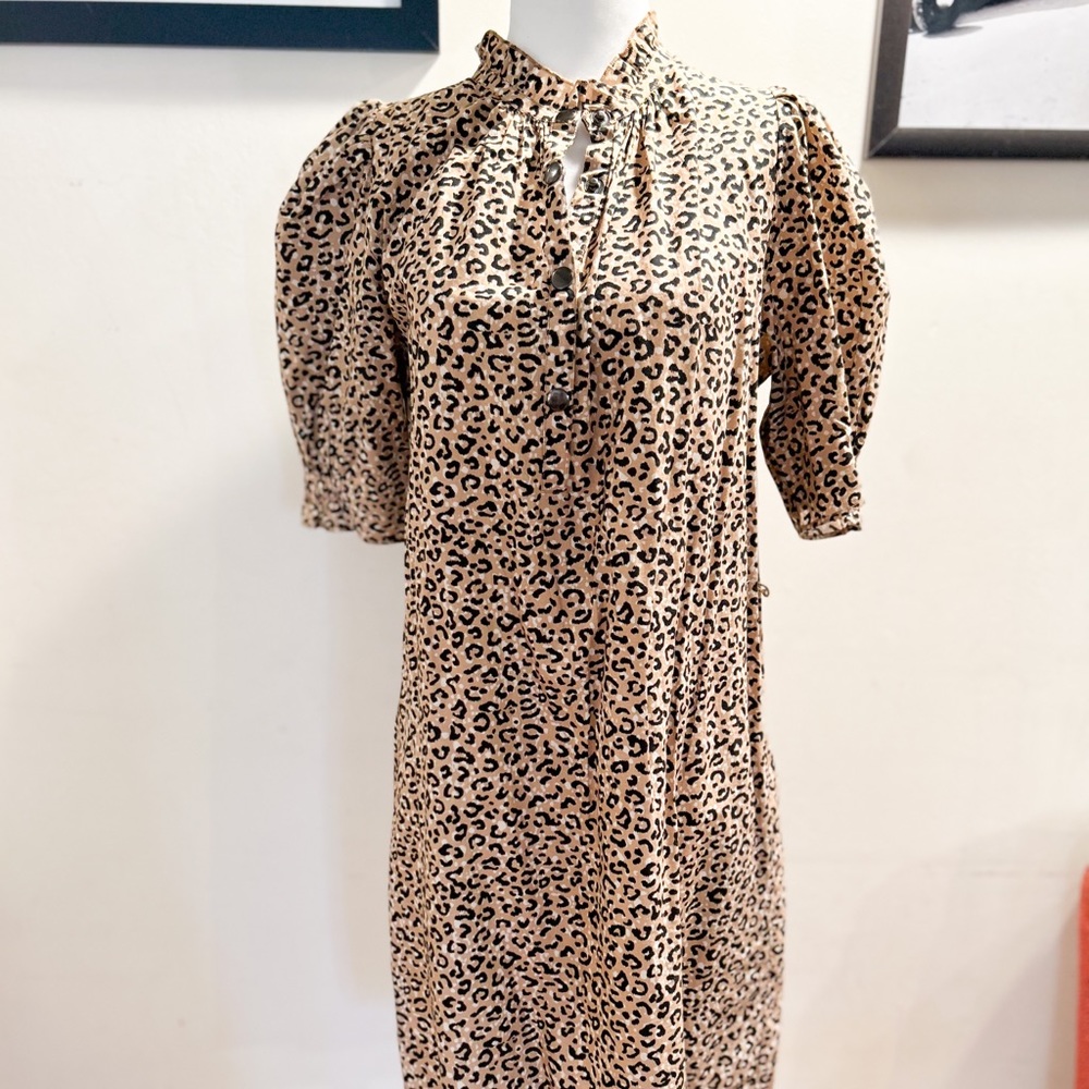 Apiece Apart Short Cotton Dress in Leopard Print